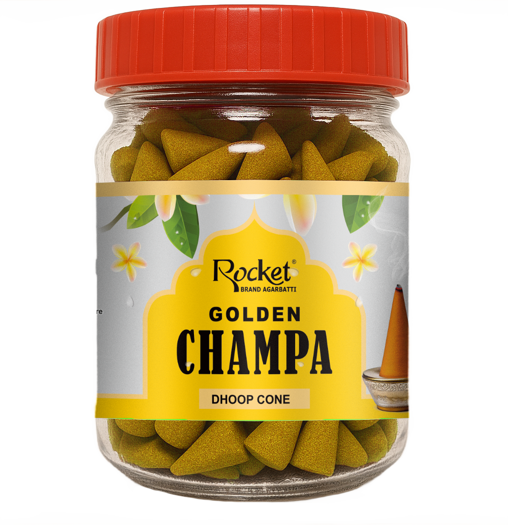 GOLDEN CHAMPA DHOOP CONE JAR